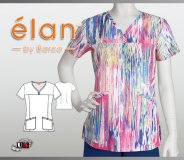 Barco Elan Printed Top Celina 2 Pocket Sweetheart V-Neck