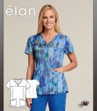 Barco Elan Crystal Glass V-Neck Scrub Top