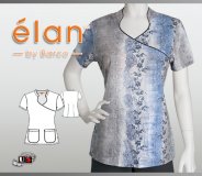 Barco Elan Printed Top Delia 2 Pocket Mock Wrap Mandarin Collar Barco Elan Printed Top Delia 2 Pocket Mock Wrap Mandarin Collar